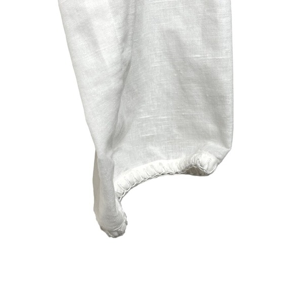 Lands End White Ivory Linen V-Neck Keyhole Eyelet 3/4 Sleeve Tunic Blouse Top XS - Picture 7 of 12